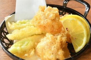 白子と白ネギ天ぷらの画像